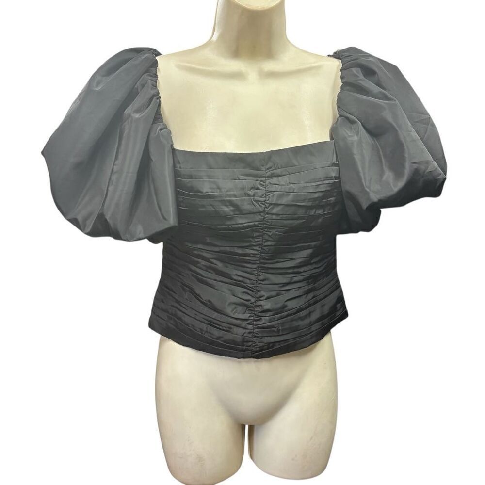 Rhode Puff Sleeve Ruched Top in Black NWT Size 4